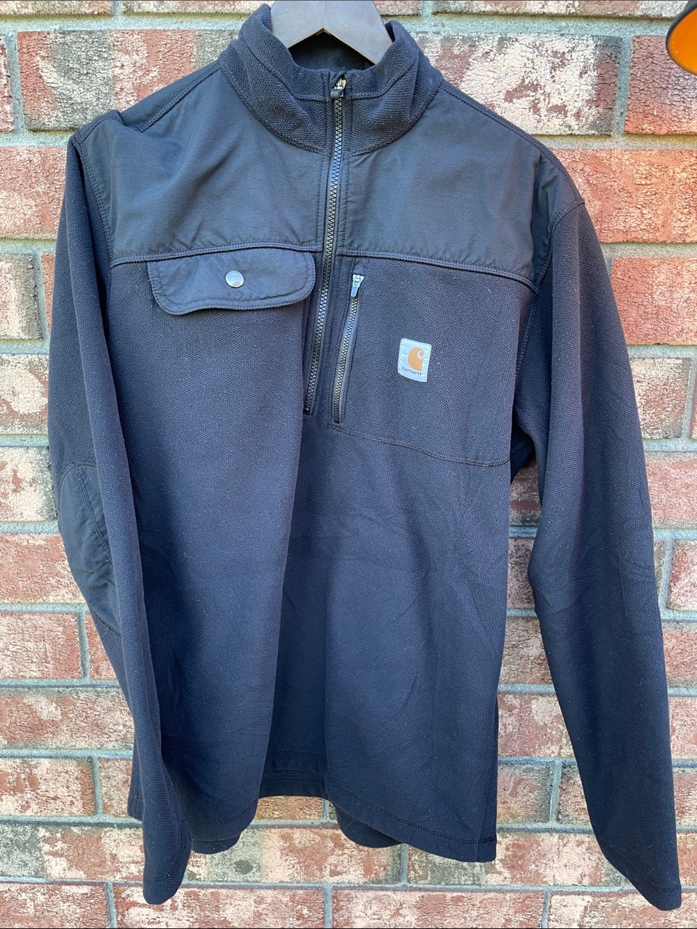 Carhartt Fallon Men’s Black Quarter-Zip Fleece Shirt Jacket - Picture 3 of 5